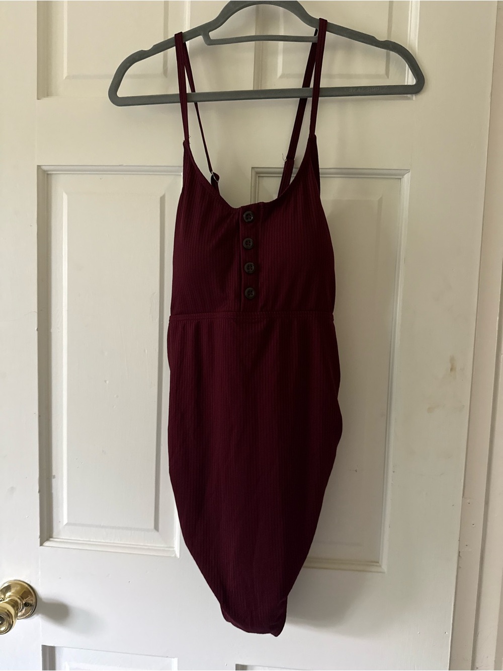 Summer Mae Maternity Swimsuit One Piece Bathing Suit Button Neck Cross Back